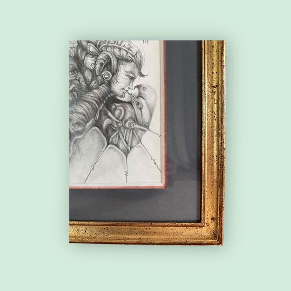 Signed Surrealist Pencil Drawing: Dreamscape Art, Loire Valley France - Picture 3 of 4